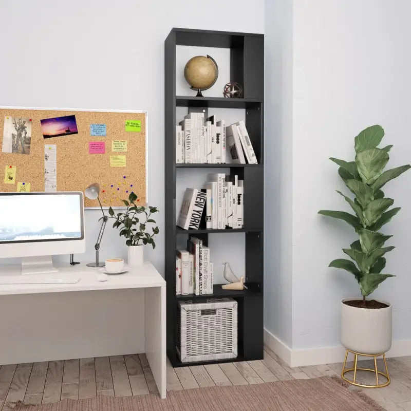 Boekenkast van bewerkt hout met strak en klassiek ontwerp - Zwart / 1 - Boekenkasten