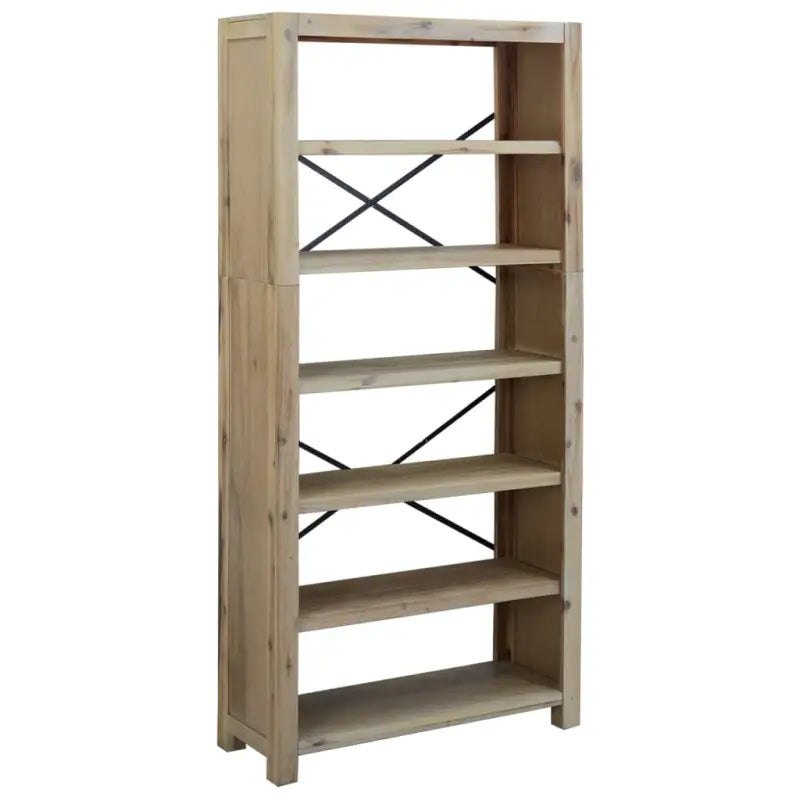 Boekenkast van massief acaciahout met geborstelde afwerking - 1 / 170 cm - Boekenkasten