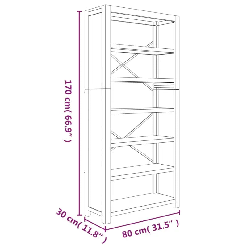 Boekenkast van massief acaciahout met geborstelde afwerking - 1 / 170 cm - Boekenkasten