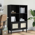 Boekenkast van massief grenenhout met decoratieve uitstraling - Zwart / 1 - Boekenkasten