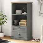Boekenkast van massief grenenhout met metalen knoppen - Grijs / 1 - Boekenkasten
