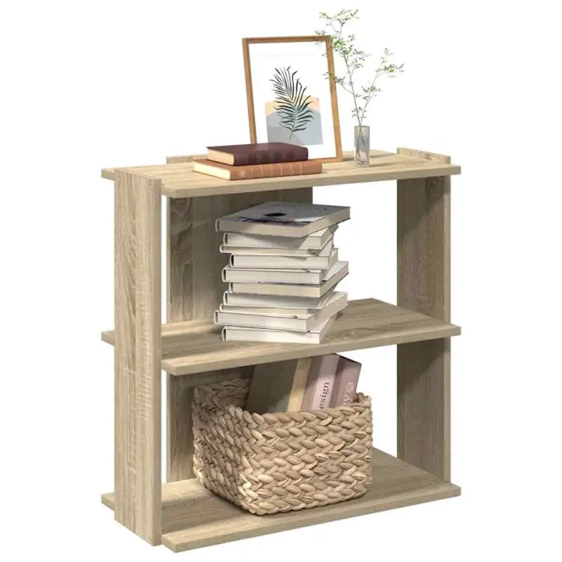 Boekenkast van massief teakhout met bewerkt hout voor stijl en organisatie - Sonoma eiken / 60 x 30 x 60 cm / 1