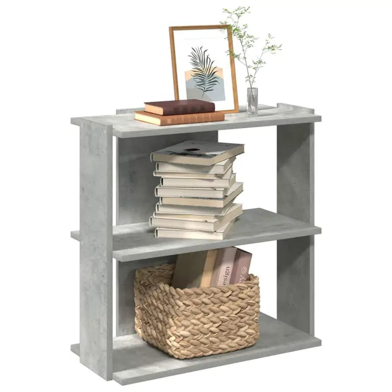 Boekenkast van massief teakhout met bewerkt hout voor stijl en organisatie - Betongrijs / 60 x 30 x 60 cm / 1