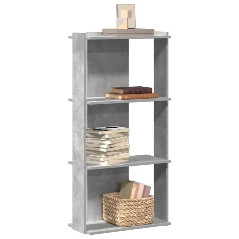 Boekenkast van massief teakhout met bewerkt hout voor stijl en organisatie - Betongrijs / 60 x 30 x 120 cm / 1