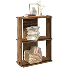 Boekenkast van massief teakhout met bewerkt hout voor stijl en organisatie - Oud hout / 60 x 30 x 80 cm / 1