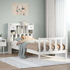 Boekenkastbed in massief grenenhout met grote totale afmetingen - Wit / 100 x 200 cm - Bedden & bedframes