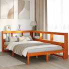 Boekenkastbed in massief grenenhout met handige opbergruimte - Wasbruin / 135 x 190 cm - Bedden & bedframes