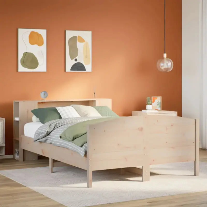 Boekenkastbed in massief grenenhout met optimale totale afmetingen - Naturel / 120 x 200 cm - Bedden & bedframes