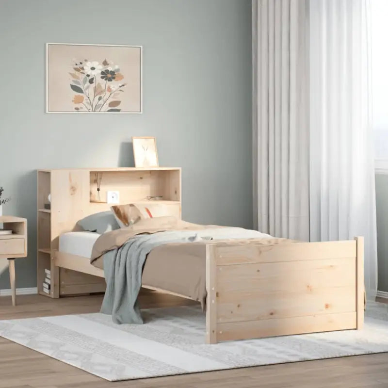 Boekenkastbed met massief grenenhout en ideale totale afmetingen - Naturel / 100 x 200 cm - Bedden & bedframes