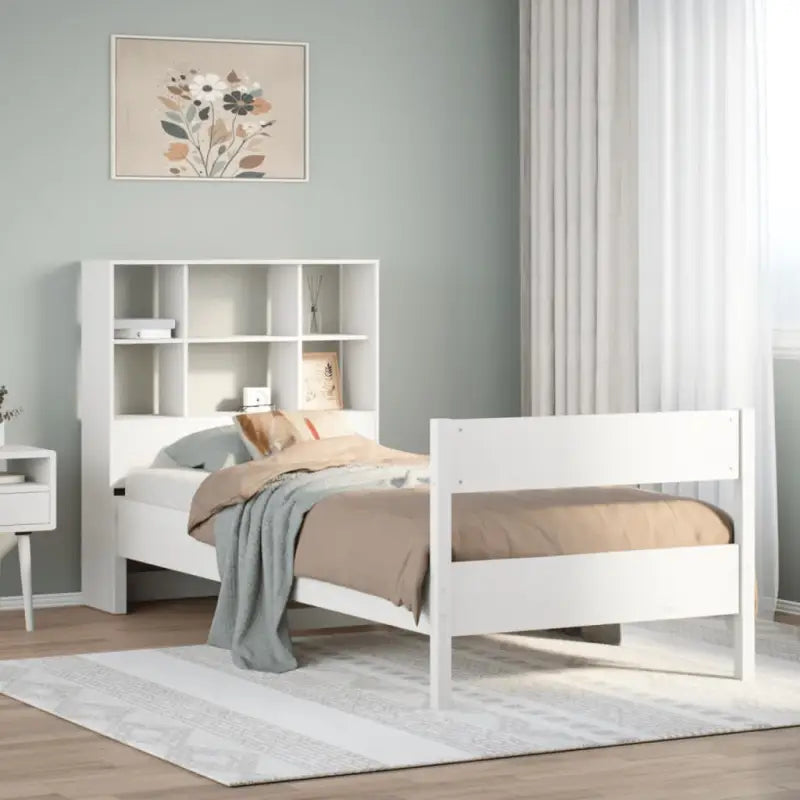 Boekenkastbed met massief grenenhout en ideale totale afmetingen - Wit / 90 x 190 cm - Bedden & bedframes