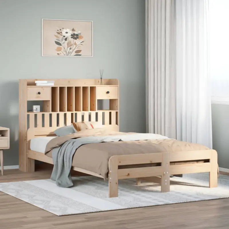 Boekenkastbed van massief grenenhout met ideale totale afmetingen - Naturel / 120 x 200 cm - Bedden & bedframes