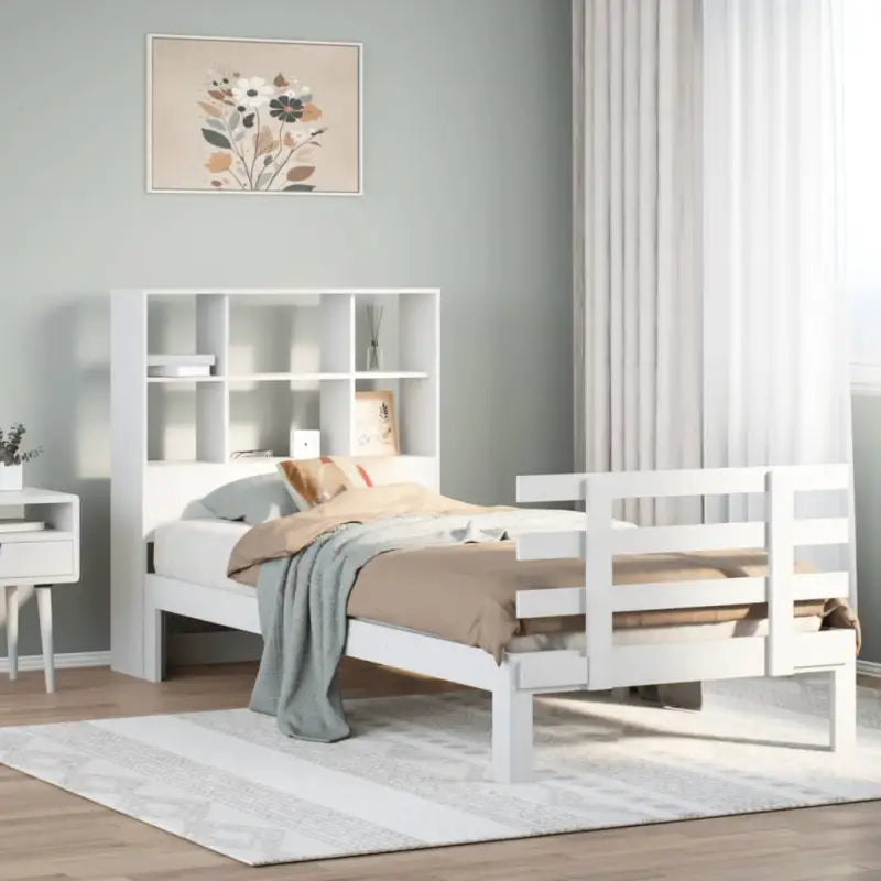 Boekenkastbed van massief grenenhout met ideale totale afmetingen - Wit / 90 x 200 cm - Bedden & bedframes