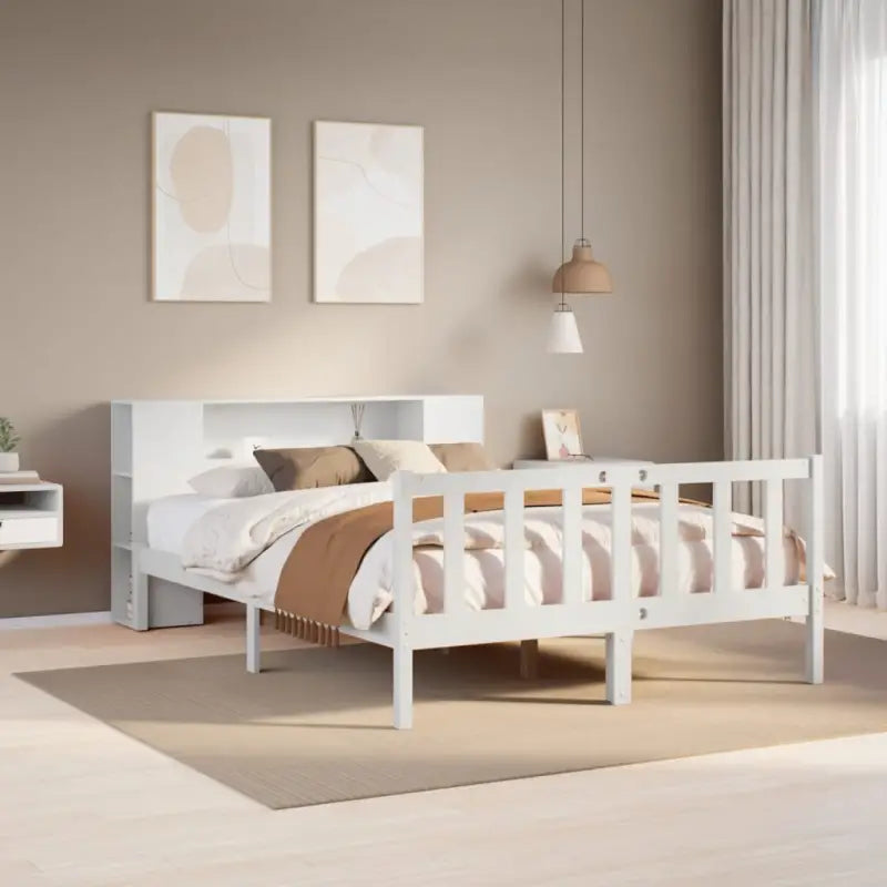 Boekenkastbed van massief grenenhout met ideale totale afmetingen - Wit / 120 x 190 cm - Bedden & bedframes
