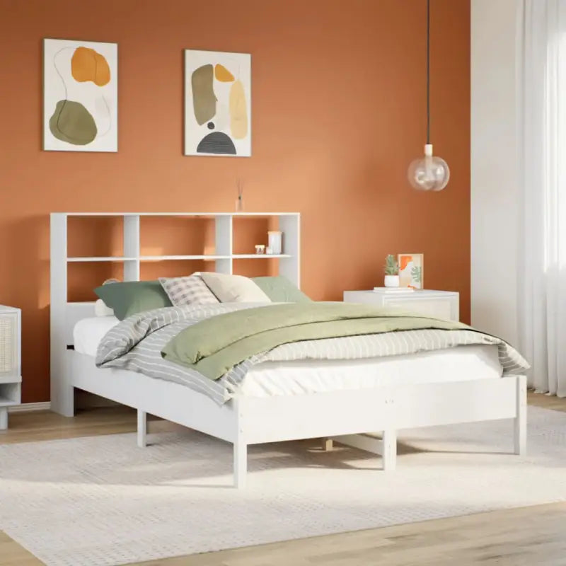Boekenkastbed van massief grenenhout met ideale totale afmetingen - Wit / 140 x 200 cm - Bedden & bedframes