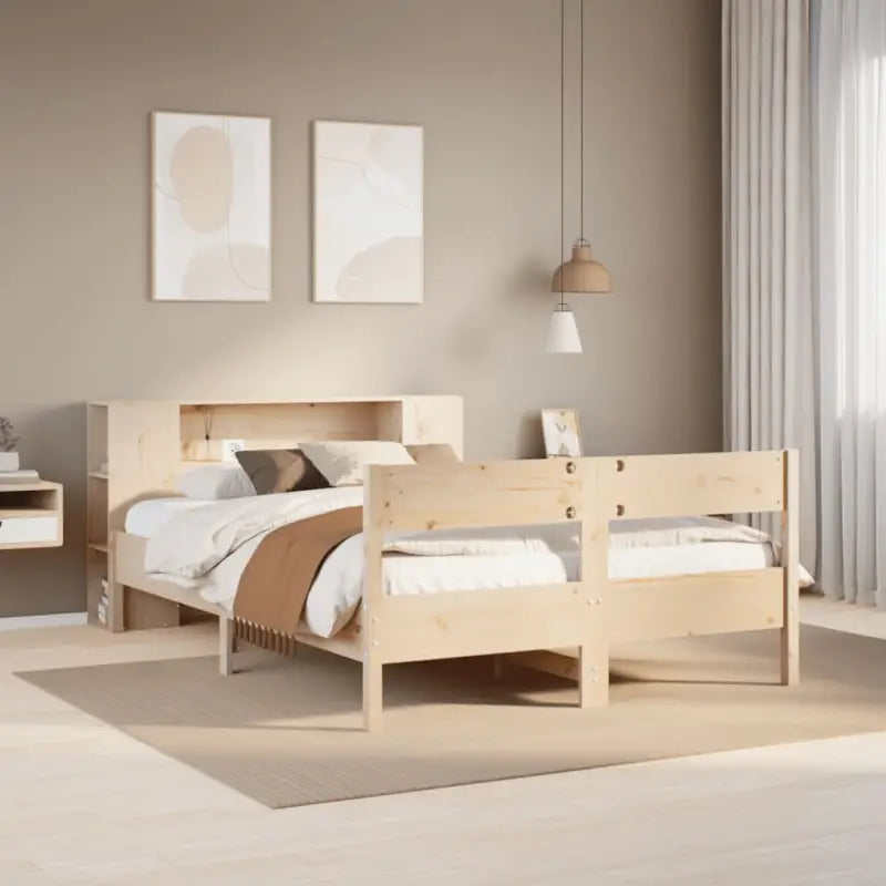 Boekenkastbed van massief grenenhout met optimale totale afmetingen - Naturel / 160 x 200 cm - Bedden & bedframes