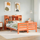 Boekenkastbed van massief grenenhout met optimale totale afmetingen - Wasbruin / 140 x 200 cm - Bedden & bedframes