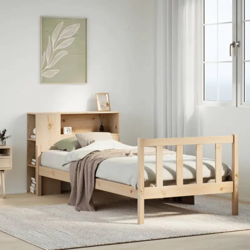 Boekenkastbed van massief grenenhout met optimale totale afmetingen - Naturel / 90 x 190 cm - Bedden & bedframes