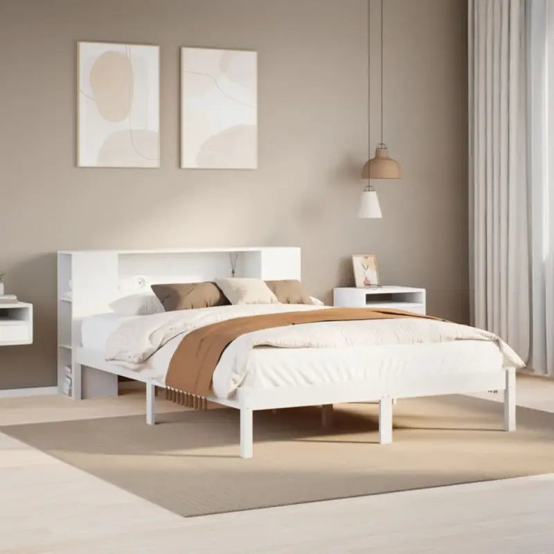 Boekenkastbed van massief grenenhout met perfecte totale afmetingen - Wit / 150 x 200 cm - Bedden & bedframes
