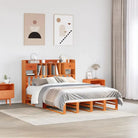 Boekenkastbed van massief grenenhout met praktische totale afmetingen - Wasbruin / 140 x 190 cm - Bedden & bedframes