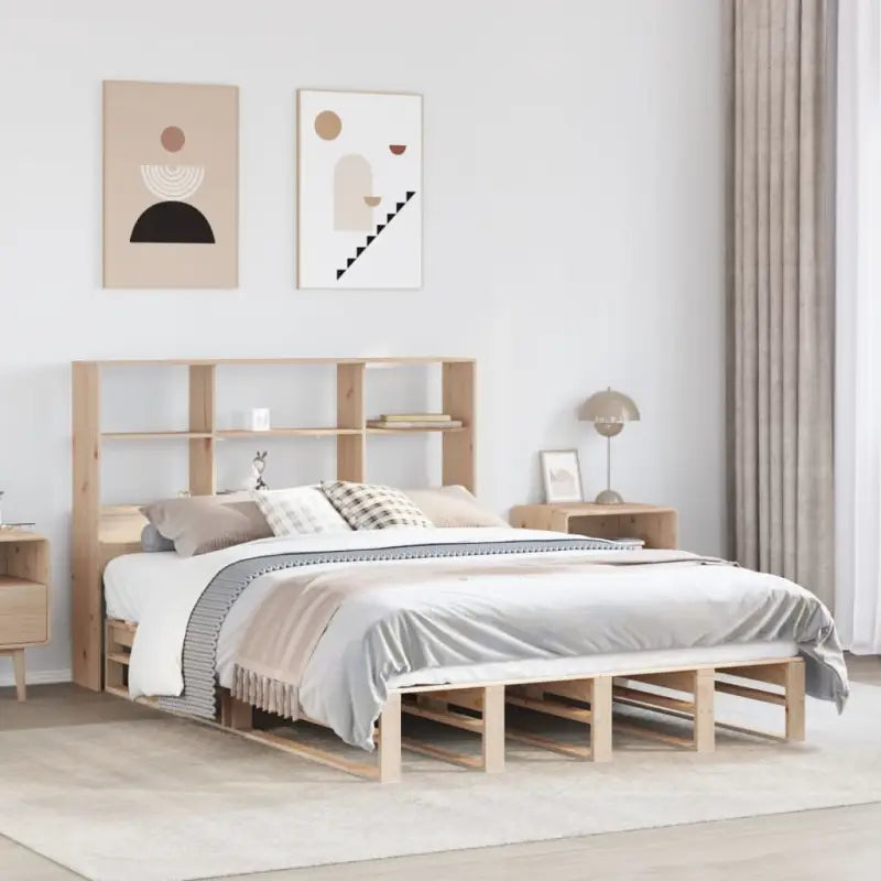 Boekenkastbed van massief grenenhout met praktische totale afmetingen - Bruin / 135 x 190 cm - Bedden & bedframes