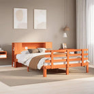 Boekenkastbed van massief grenenhout met ruime totale afmetingen - Wasbruin / 150 x 200 cm - Bedden & bedframes