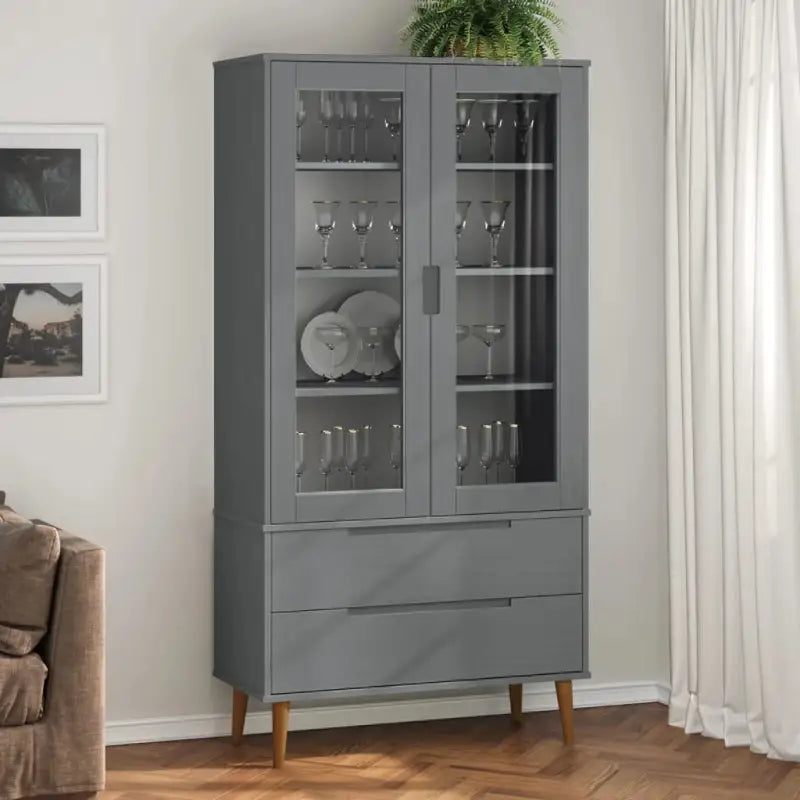 Boekenkasten van massief grenenhout met Scandinavisch design - Grijs / 1 - Boekenkasten