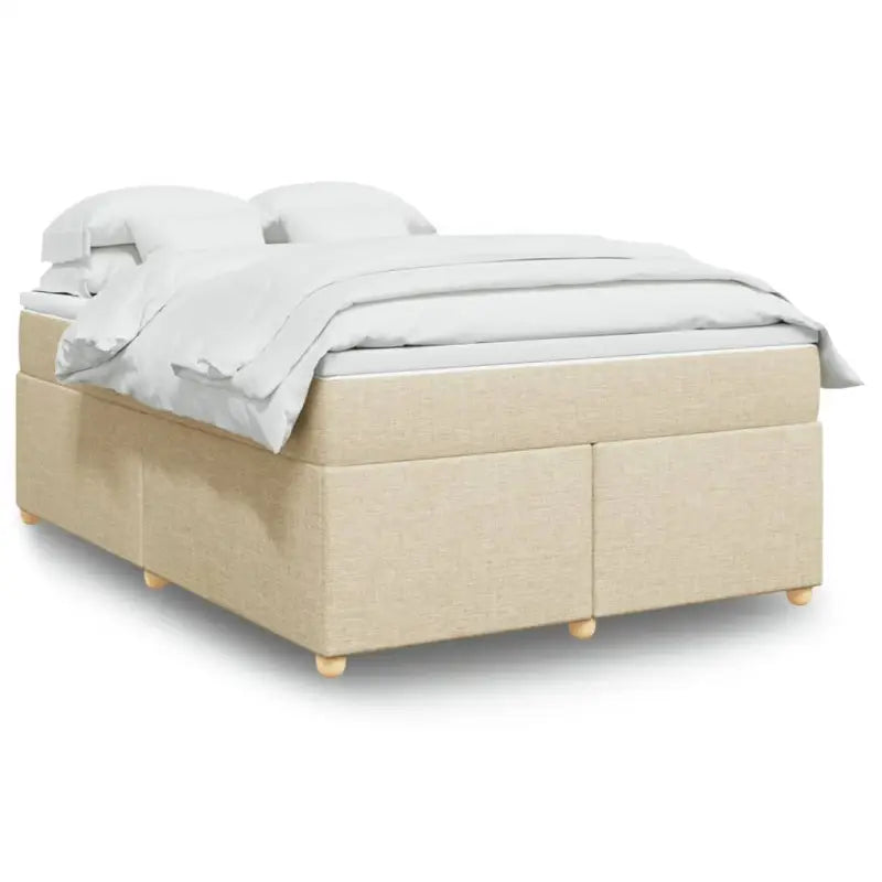 Boxspring met ademend vermogen en duurzaam zwart materiaal - Crème / 160 x 200 cm - Bedden & bedframes