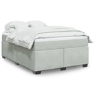 Boxspringbed in donkergrijs materiaal met massief grenenhout bouw - Lichtgrijs / 160 x 200 cm - Bedden & bedframes
