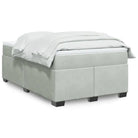 Boxspringbed in donkergrijs materiaal met massief grenenhout bouw - Lichtgrijs / 120 x 200 cm - Bedden & bedframes