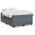 Boxspringbed in donkergrijs materiaal met massief grenenhout bouw - Donkergrijs / 160 x 200 cm - Bedden & bedframes
