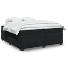 Boxspringbed in donkergrijs materiaal met massief grenenhout bouw - Zwart / 200 x 200 cm - Bedden & bedframes