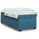 Boxspringbed in donkergrijs materiaal met massief grenenhout bouw - Blauw / 90 x 200 cm - Bedden & bedframes