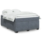 Boxspringbed in donkergrijs materiaal met massief grenenhout bouw - Donkergrijs / 140 x 200 cm - Bedden & bedframes