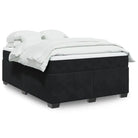 Boxspringbed in donkergrijs materiaal met massief grenenhout bouw - Zwart / 140 x 200 cm - Bedden & bedframes