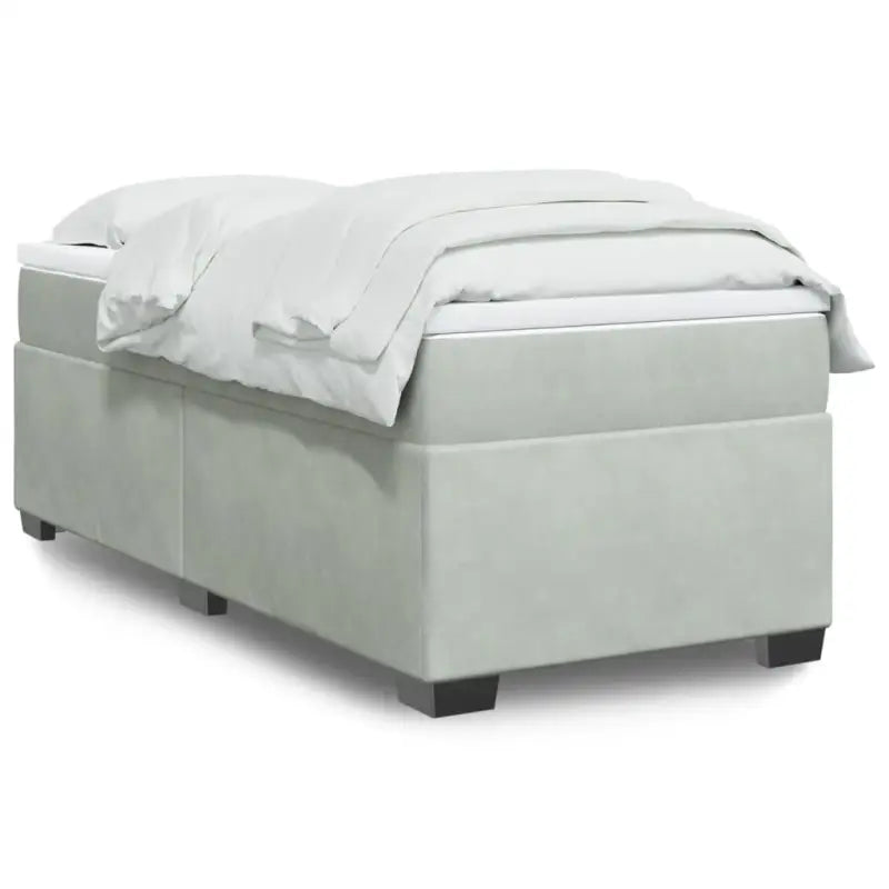 Boxspringbed in donkergrijs materiaal met massief grenenhout bouw - Lichtgrijs / 80 x 200 cm - Bedden & bedframes