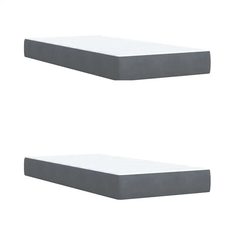 Boxspringbed in donkergrijs materiaal met massief grenenhout bouw - Bedden & bedframes