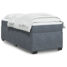 Boxspringbed in donkergrijs materiaal met massief grenenhout bouw - Donkergrijs / 90 x 200 cm - Bedden & bedframes