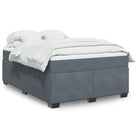 Boxspringbed in donkergrijs materiaal met massief grenenhout bouw - Donkergrijs / 140 x 190 cm - Bedden & bedframes