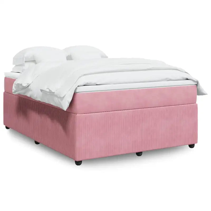 Boxspringbed in donkergrijs materiaal met zachte vulling voor rustgevende nachtrust - Roze / 160 x 200 cm - Bedden &