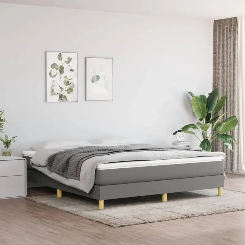 Boxspringbed in donkergrijs met multiplex lattenbodem en ademend materiaal - Donkergrijs / 160 x 200 cm / 25 cm