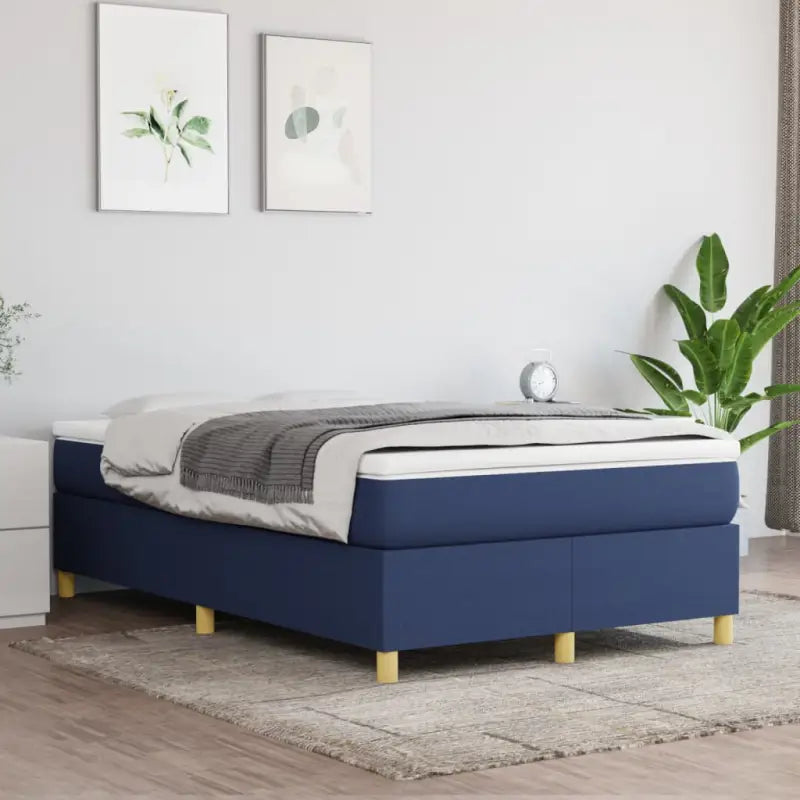Boxspringbed in donkergrijs met multiplex lattenbodem en ademend materiaal - Blauw / 120 x 200 cm / 35 cm - Bedden &