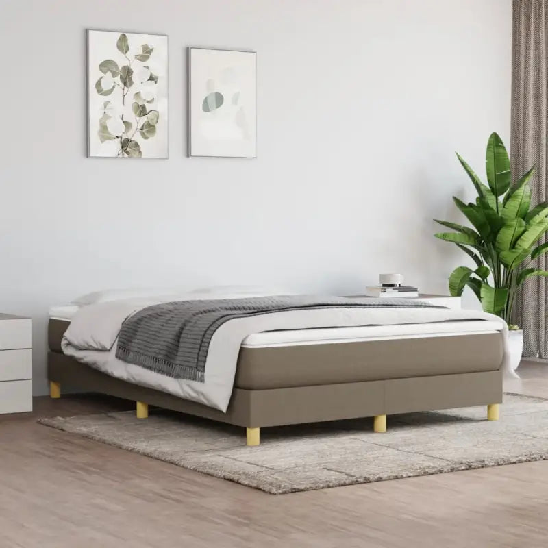 Boxspringbed in donkergrijs met multiplex lattenbodem en ademend materiaal - Taupe / 140 x 190 cm / 25 cm - Bedden &