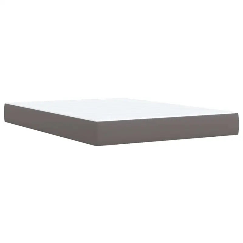 Boxspringbed in grijs materiaal met hoogwaardige kunstleer en massief grenenhout - Bedden & bedframes