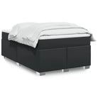 Boxspringbed in grijs materiaal met hoogwaardige kunstleer en massief grenenhout - Zwart / 120 x 190 cm - Bedden &
