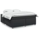 Boxspringbed in grijs materiaal met hoogwaardige kunstleer en massief grenenhout - Zwart / 180 x 200 cm - Bedden &