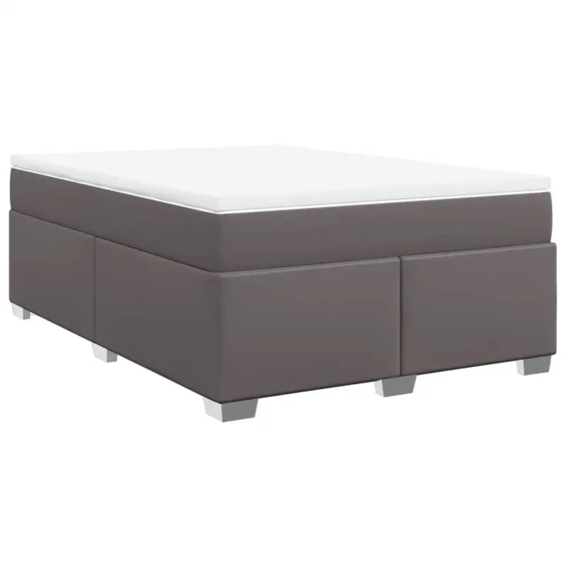 Boxspringbed in grijs materiaal met hoogwaardige kunstleer en massief grenenhout - Bedden & bedframes