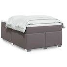 Boxspringbed in grijs materiaal met hoogwaardige kunstleer en massief grenenhout - Grijs / 120 x 200 cm - Bedden &