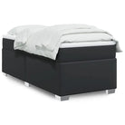 Boxspringbed in grijs materiaal met hoogwaardige kunstleer en massief grenenhout - Zwart / 80 x 200 cm - Bedden &
