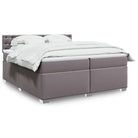 Boxspringbed in grijs materiaal met massief grenenhout en vullingsendracht - Grijs / 200 x 200 cm / knoppwn - Bedden &