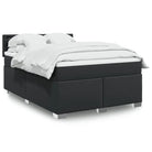 Boxspringbed in grijs materiaal met massief grenenhout en vullingsendracht - Zwart / 140 x 200 cm / knoppwn - Bedden &